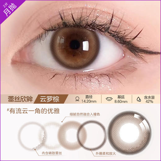 【2件7折】博士伦蕾丝欣眸2片装月抛彩色近视隐形眼镜 商品图4