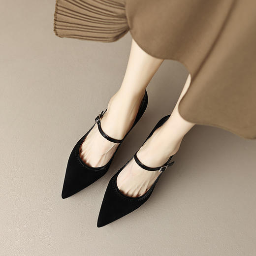 性感百搭，细高跟里外全皮浅口高跟鞋HY-M642-1 商品图11