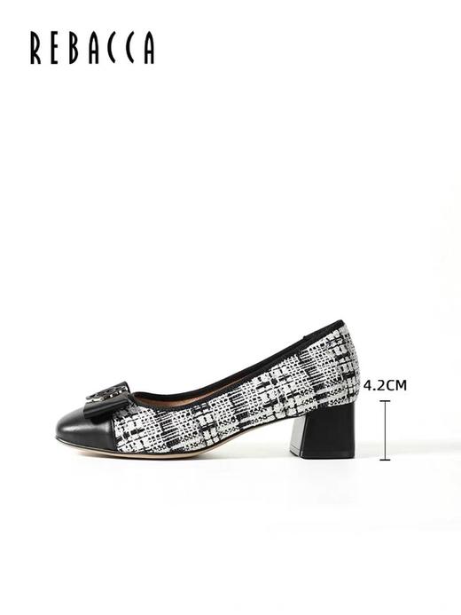 2楼瑞贝卡小香风蝴蝶结浅口中跟23年新款32JW0507 商品图1