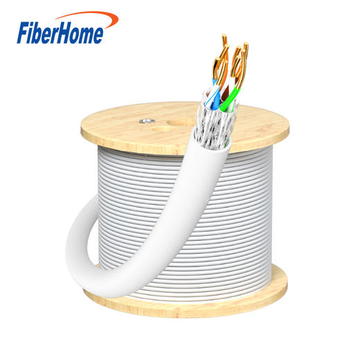 烽火（FiberHome）超六类万兆双屏蔽工程网线CAT6A宽带传输阻燃双绞线无氧铜网络箱线0.58±0.01mm灰色305m 稳定传输不掉线清晰米标足长足米阻燃PVC外被耐磨损防断裂工程家装布线之选 商品图0