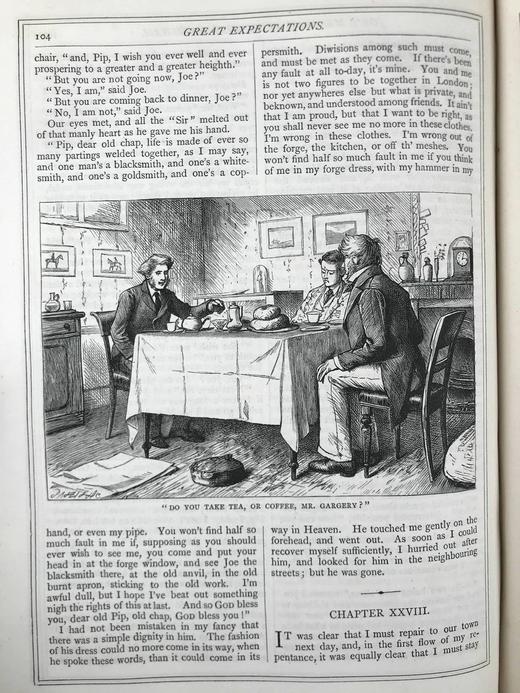 约19世纪后期 狄更斯《远大前程》 30幅插图 漆布精装16开 商品图8