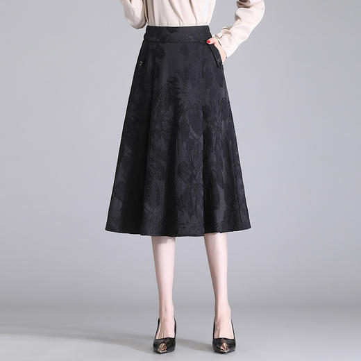 印花修身时尚大摆裙A字裙，后腰松紧气质通勤半身裙MYX-69927 商品图1