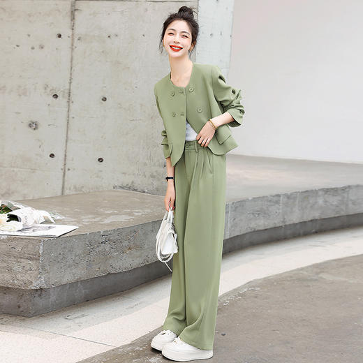 HR WY88819纯色双排扣时尚百搭气质套装 商品图2