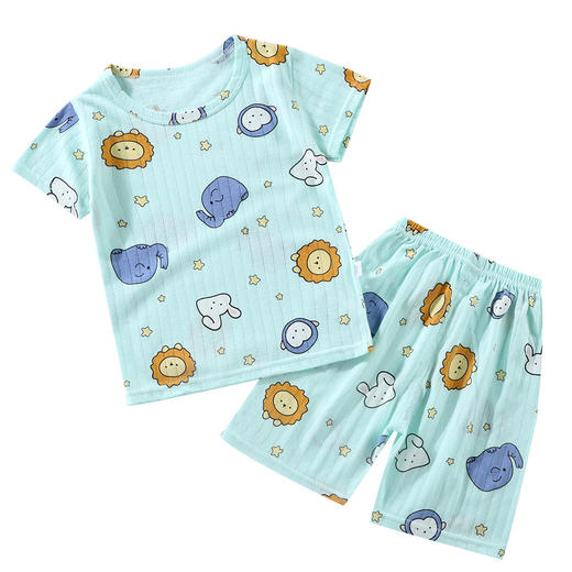 【萌趣短袖空调服套装 清凉一夏】新款夏季儿童套装宝宝纯棉薄款家居服婴幼儿短袖短裤两件套 商品图4