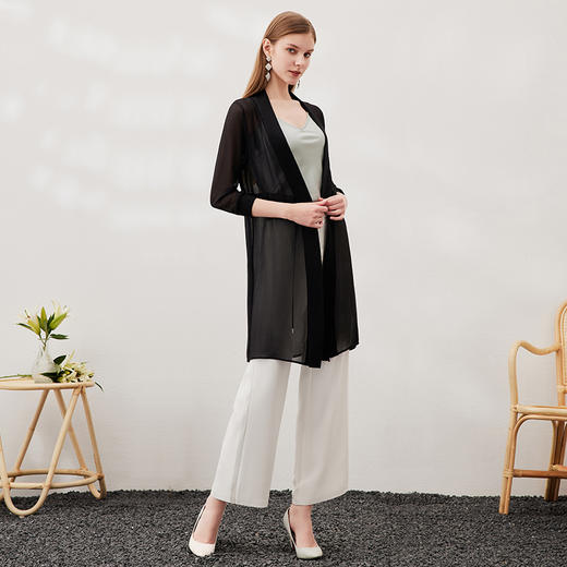 EITIE爱特爱春季新款宽松百搭抽绳显瘦针织衫开衫外套中长款6901611 商品图9