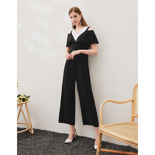 EITIE爱特爱春季新款通勤显瘦撞色高腰连体裤6907631 商品图2