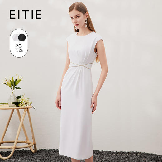 EITIE爱特爱春季新款洋气气质高腰显瘦飞袖礼服连衣裙长裙（建议手洗或装洗衣袋机洗，不可直接机洗 ）6977609 商品图0