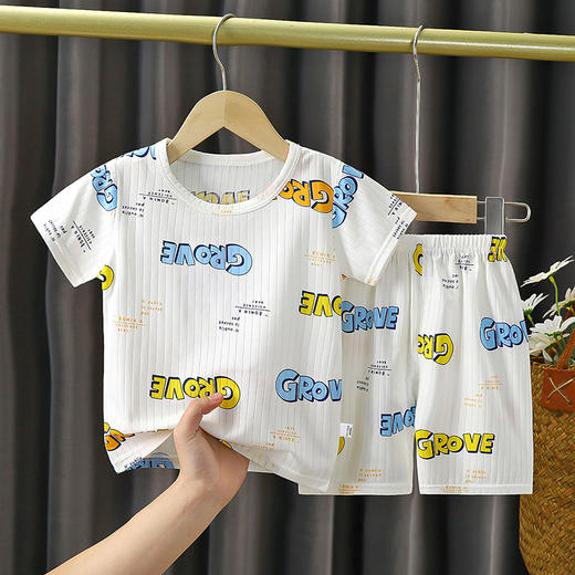 【舒适轻薄提花短袖套装】婴幼儿夏季套装男女宝宝短袖短裤套装儿童薄款空调家居服 商品图8