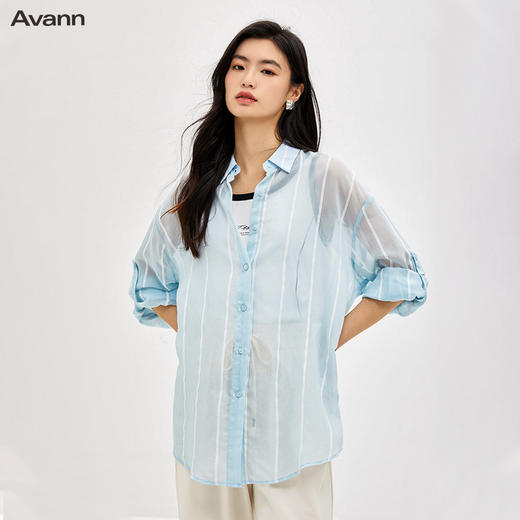Avann条纹两穿天丝衬衫2310 商品图2