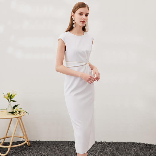 EITIE爱特爱春季新款洋气气质高腰显瘦飞袖礼服连衣裙长裙（建议手洗或装洗衣袋机洗，不可直接机洗 ）6977609 商品图2