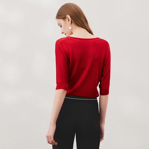 EITIE爱特爱春季新款五分袖透气短袖针织衫6901613 商品图10
