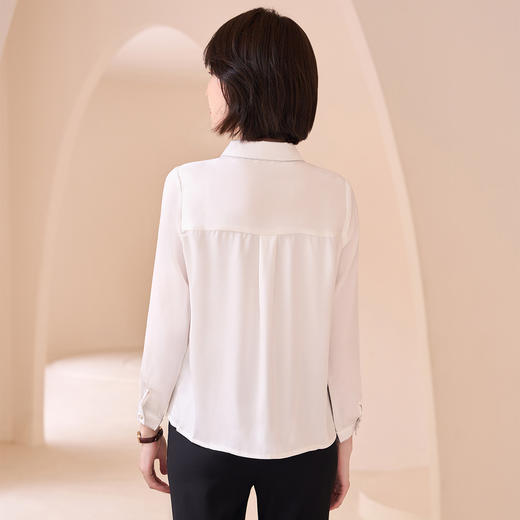 【高定款】罗蒙春秋女士长袖衬衫精致翻领商务通勤洋气质感缎面衬衣女 商品图3