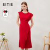 【换标下架】EITIE爱特爱春新款精致荷叶边气质通勤不对称设计小礼服连衣裙A2307103 商品缩略图0
