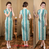 SYK786180 竖条纹长款旗袍2023春夏新款改良显瘦女士日常旗袍裙 商品缩略图1