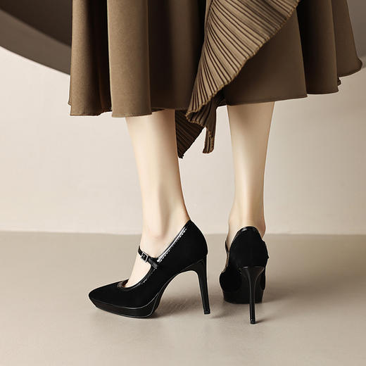 性感百搭，细高跟里外全皮浅口高跟鞋HY-M642-1 商品图7