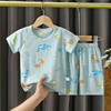 【舒适轻薄提花短袖套装】婴幼儿夏季套装男女宝宝短袖短裤套装儿童薄款空调家居服 商品缩略图5