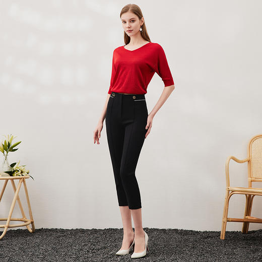 EITIE爱特爱春季新款五分袖透气短袖针织衫6901613 商品图9