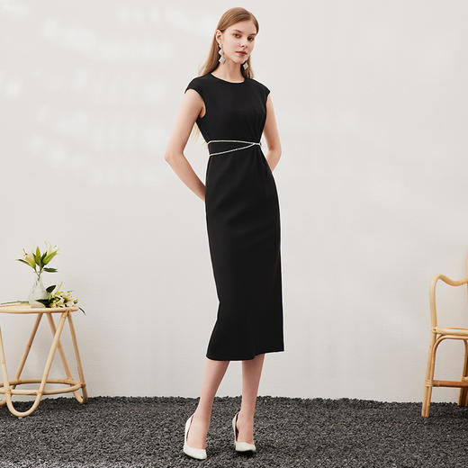 EITIE爱特爱春季新款洋气气质高腰显瘦飞袖礼服连衣裙长裙（建议手洗或装洗衣袋机洗，不可直接机洗 ）6977609 商品图9