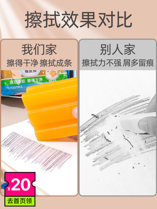 一正肥皂橡皮擦橡皮擦小学生专用无屑干净儿童像笔擦 商品图1