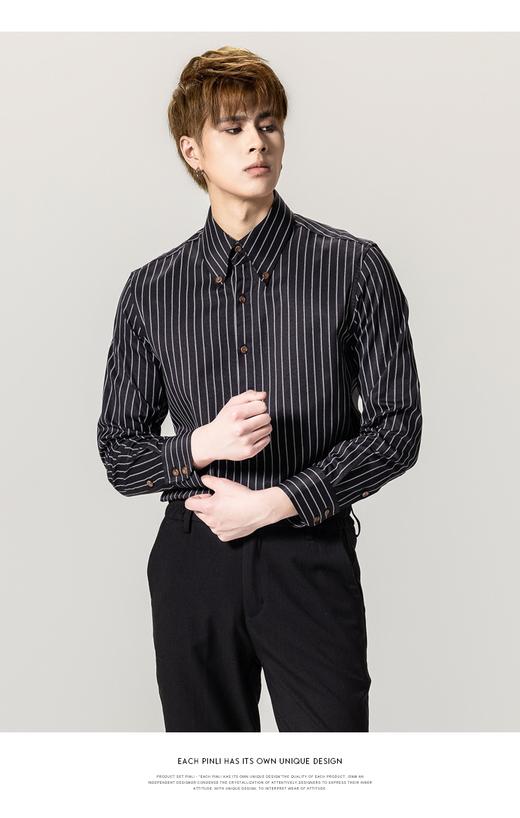 PINLI品立2023春季新款条纹扣领衬衫男士休闲商务衬衣GD231113039 商品图8