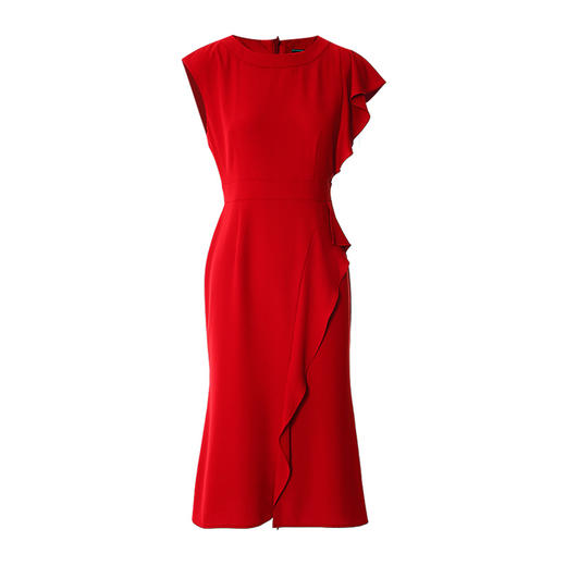 【换标下架】EITIE爱特爱春新款精致荷叶边气质通勤不对称设计小礼服连衣裙A2307103 商品图4