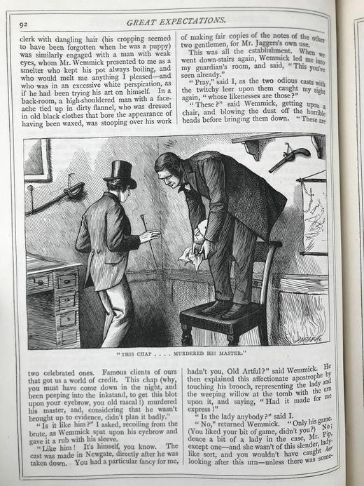 约19世纪后期 狄更斯《远大前程》 30幅插图 漆布精装16开 商品图10