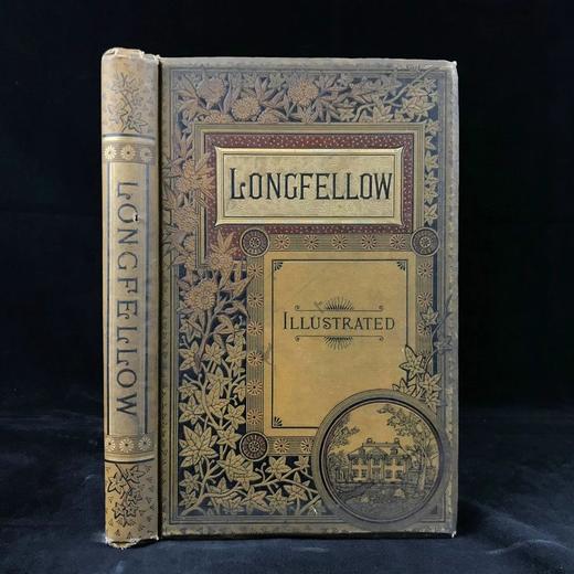 1882年 朗费罗诗集 约百幅版画插图 漆布精装16开 商品图0