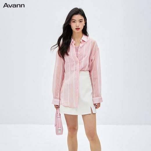 Avann条纹两穿天丝衬衫2310 商品图1