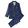 【彩条家居服】双层纱家居全棉情侣竖条纹睡衣纯棉男女家居服套装 商品缩略图3