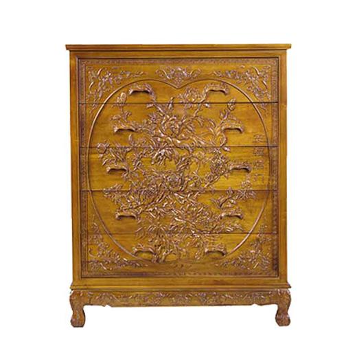 宝翔花开富贵金丝楠木五斗柜 商品图1