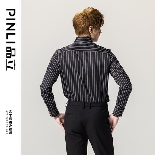 PINLI品立2023春季新款条纹扣领衬衫男士休闲商务衬衣GD231113039 商品图7