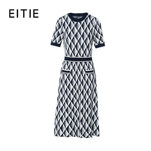 EITIE爱特爱夏季新款时尚舒适透气针织显瘦连衣裙女7301008 商品图5