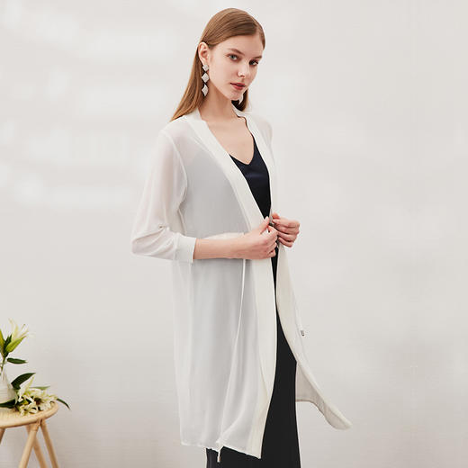 EITIE爱特爱春季新款宽松百搭抽绳显瘦针织衫开衫外套中长款6901611 商品图2