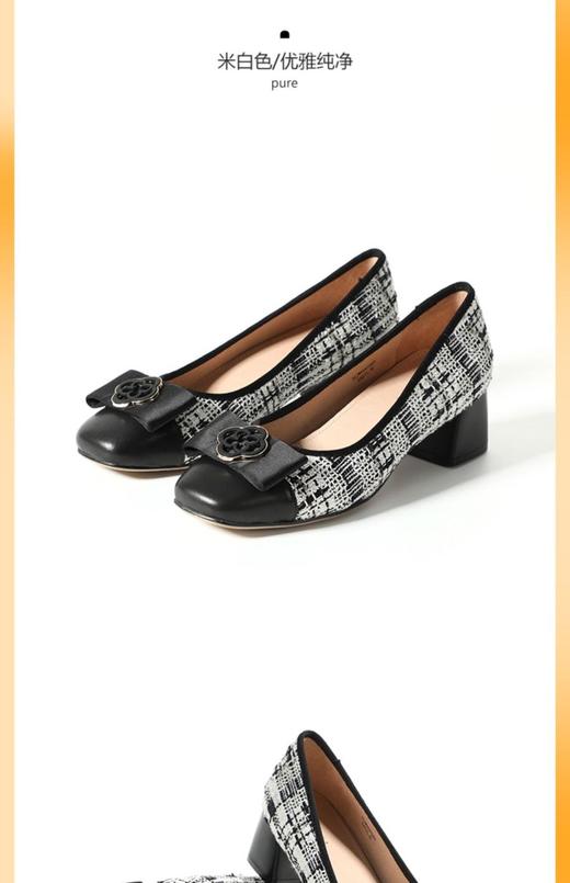 2楼瑞贝卡小香风蝴蝶结浅口中跟23年新款32JW0507 商品图4