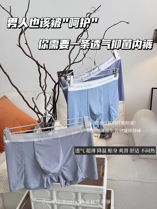 黛唯梵2023新款桑蚕丝男士空调裤冰丝无痕裸感舒适内裤轻薄透气男士四角平角内裤 商品图1