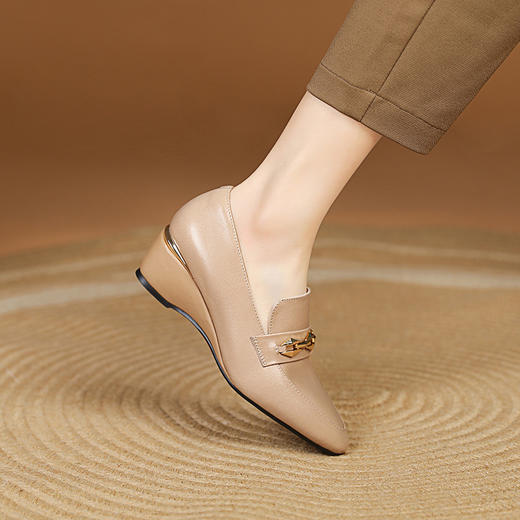 尖头坡跟单鞋，舒适职业瓢鞋XYM-k731 商品图5