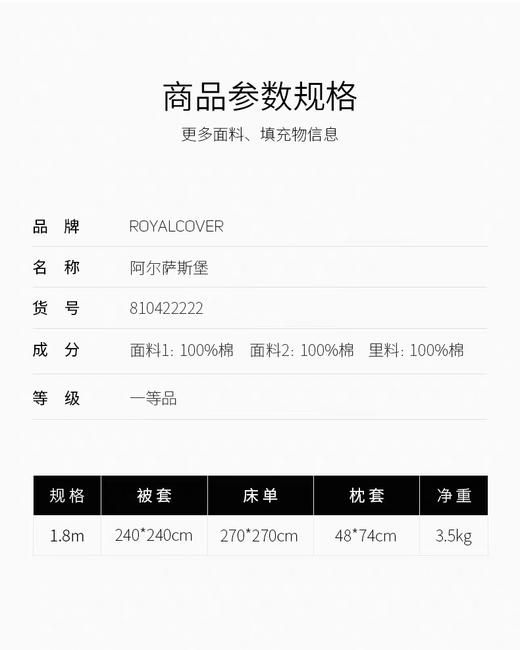 ROYALCOVER/罗卡芙家纺 100支全棉独幅数码印花四件套 阿尔萨斯堡 商品图8