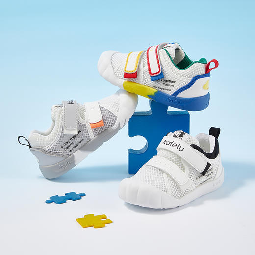 卡特兔喵喵鞋宝宝学步鞋2025秋季小白鞋网眼透气幼儿园室内鞋 商品图0