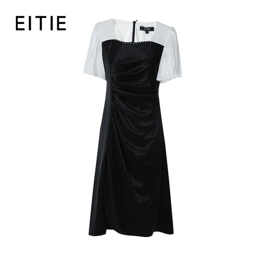EITIE爱特爱春夏新款时尚气质方领收腰撞色显瘦连衣裙7307027 商品图5
