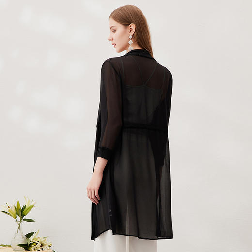 EITIE爱特爱春季新款宽松百搭抽绳显瘦针织衫开衫外套中长款6901611 商品图10