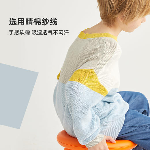 【咕噜日记】春季新款【软糯顺滑 不易起球】气质撞色圆领毛衣PCMY2313 商品图4