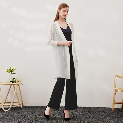 EITIE爱特爱春季新款宽松百搭抽绳显瘦针织衫开衫外套中长款6901611 商品图4