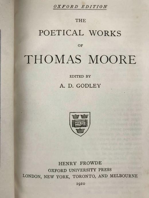 工坊特装本！1910年 托马斯·摩尔诗集 1幅肖像插图 全真皮精装32开 商品图4