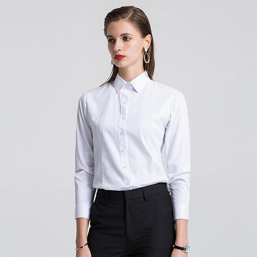 【60棉 定制款】罗蒙春秋女装长袖衬衫女正装商务职业工装上班通勤女衬衣 商品图1