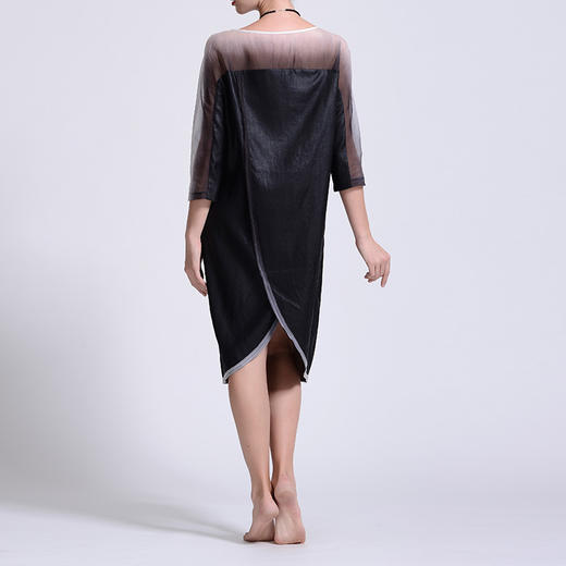 TANGY Collection/天意精品莨绸香云纱拼纱吊染廓型连衣裙 商品图1