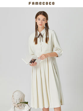 famecoco范可儿优雅连衣裙两件套早秋气质高腰显瘦衬衫裙通勤F211FA116