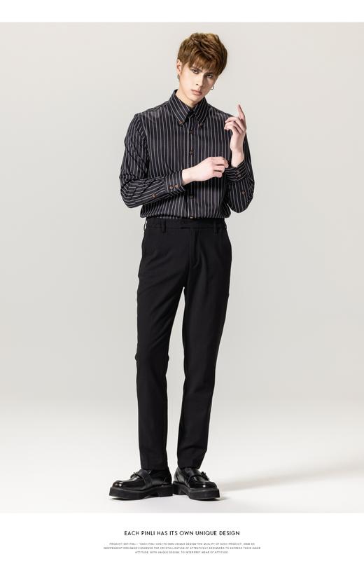 PINLI品立2023春季新款条纹扣领衬衫男士休闲商务衬衣GD231113039 商品图9