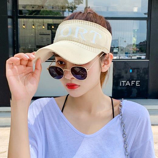 2023夏季ins草编空顶鸭舌帽子女 户外百搭沙滩大檐防晒发箍草 帽遮阳帽 商品图7