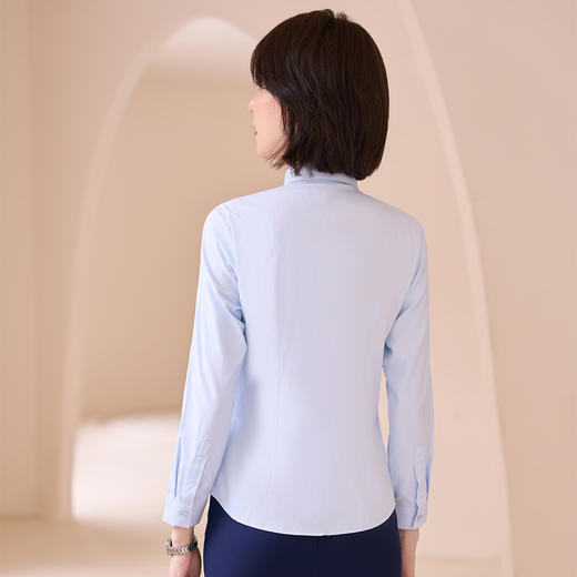 【专柜定制刺绣款】罗蒙春夏女装长袖衬衫女士正装商务通勤百搭纯色棉质衬衣 商品图4