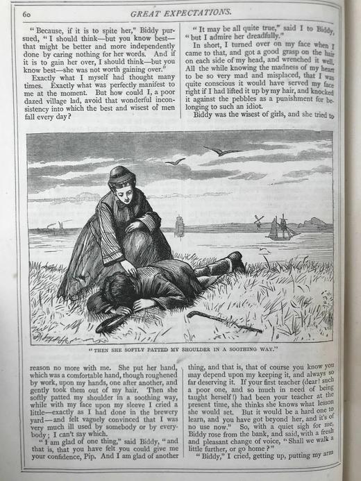 约19世纪后期 狄更斯《远大前程》 30幅插图 漆布精装16开 商品图13